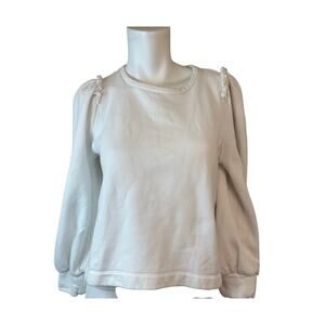 G. LABEL Goop Women's Torres Puff-Sleeve Sweatshirt White sz Small
